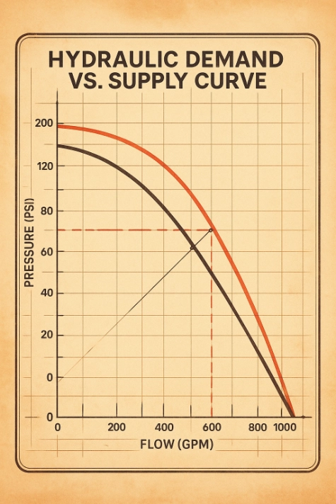 Hydraulic demand vs supply curve example